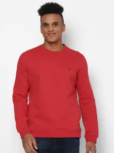 Allen Solly Men Red Solid Pure Cotton Sweatshirt