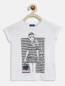 Chicco Girls White & Black Printed T-shirt