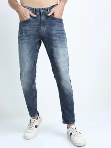 KETCH Men Blue Tapered Fit Low Distress Heavy Fade Stretchable Cropped Jeans