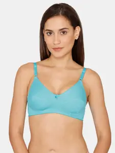 Rosaline by Zivame Blue Solid Non-wired Non-Padded T-shirt Bra