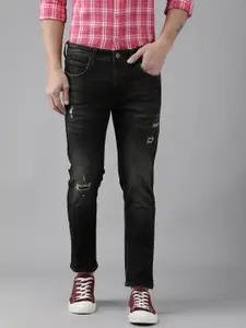 BEAT LONDON by PEPE JEANS Men Black Super Skinny Fit Mildly Distressed Light Fade Stretchable Jeans