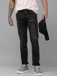 BEAT LONDON by PEPE JEANS Men Black Jayshon Tapered Vapour Fit Low-Rise Stretchable Jeans