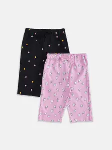 Pantaloons Junior Girls Multicoloured Pack of 2 Printed Lounge Pants