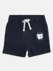 Pantaloons Baby Infant Boys Navy Blue & White Pure Cotton Shorts