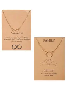 Vembley Gold-Plated Set Of 2 Infinite and Single Circle Pendant Necklace
