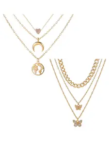 Vembley Pack of 2 Gold-Toned Gold-Plated Layered Necklace
