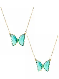 Vembley Set Of 2 Blue Gold-Plated Necklaces