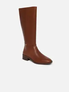 ALDO Women Brown Textured Leather Flat Boots