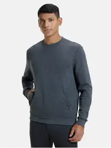 Jockey Men Charcoal Grey Solid Cotton Sweatshirt