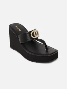 ALDO Black Embellished Wedge Sandals