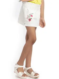 UNDER FOURTEEN ONLY Girls Cream Paper Bag Waist Band Embroidered Skirt
