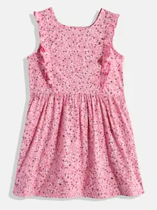 Tommy Hilfiger Floral Print Gathered Or Pleated Ruffles Organic Cotton Fit & Flare Dress