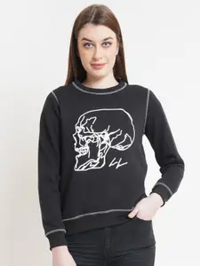 Kotty Women Black Printed Sweatshirt