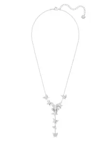 SWAROVSKI Silver-Toned & White Rhodium-Plated Necklace