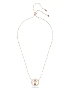 SWAROVSKI Silver-Toned Rose Gold-Plated Crystal Studded Handcrafted Necklace