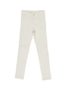 Pepe Jeans Girls White Skinny Fit High-Rise Slash Knee Jeans