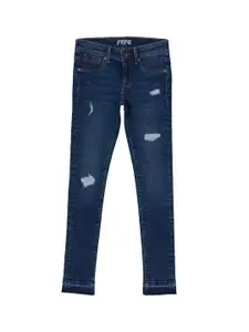 Pepe Jeans Girls Blue Skinny Fit High-Rise Mildly Distressed Light Fade Jeans