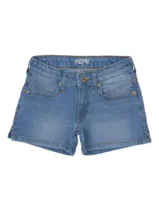 Pepe Jeans Girls Blue Washed Slim Fit Denim Shorts