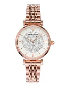 Emporio Armani Women Rose Gold Dial & Rose Gold-Plated Straps Analogue Watch