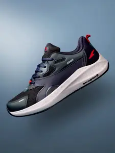 ASIAN Men Navy Blue Mesh Non-Marking Lace-up Running Sport Shoes