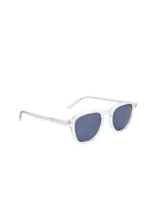 OPIUM Men Blue Lens & White Wayfarer Sunglasses with UV Protected Lens OP-1911-C03-Blue