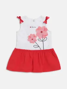 Chicco Girls White & Red Colourblocked A-Line Dress