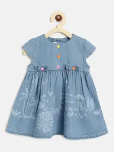 Chicco Blue Printed Pure Cotton Dress