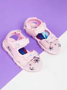 Fame Forever by Lifestyle Girls Pink Printed Frozen Open Toe Flats