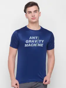 Globus Men Navy Blue Typography Printed T Shirt
