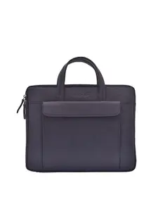 OLIVE MIST Unisex Blue Solid Leather Laptop Sleeve