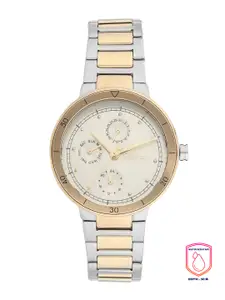 ESPRIT Women Copper-Toned Embellished Dial & Silver Toned Stainless Steel Bracelet Style Straps Analogue Watch