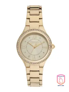 ESPRIT Women Copper-Toned Embellished Dial & Gold Toned Stainless Steel Bracelet Style Straps Analogue Watch