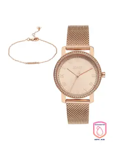 ESPRIT Women Rose Gold-Toned Embellished Dial & Rose Gold Toned Analogue Watch
