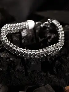 The Roadster Lifestyle Co Men Handcrafted Silver-Plated Link Bracelet