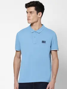 Wrangler Men Blue Polo Collar T-shirt