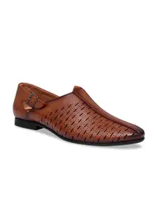Ferraiolo Men Brown Perforated Formal Slip-On Shoes