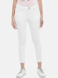 People Women White Slim Fit Pure Cotton Jeans