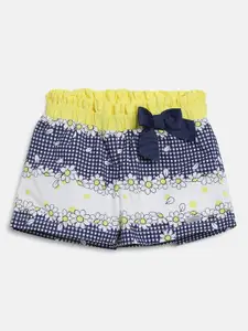 Chicco Girls Navy Blue & White Printed Pure Cotton Shorts