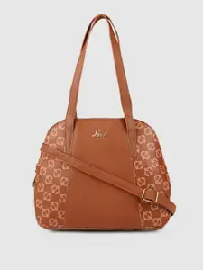 Lavie Gram Women Tan Brown Geometric Print PU Regular Structured Dome Satchel Handbag