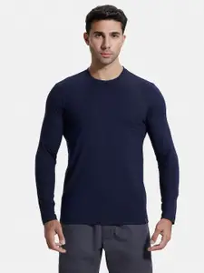 Jockey Men Navy Blue Cotton Solid Regular Fit T-shirt