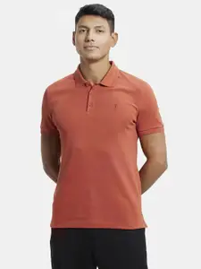 Jockey Men Red Polo Collar Cotton Regular Fit T-shirt