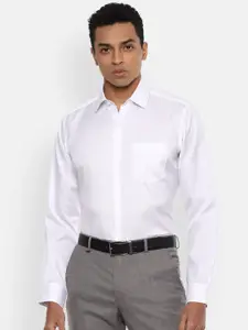 Van Heusen Men White Striped Regular Fit Cotton Formal Shirt