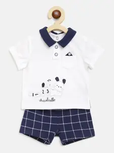 Chicco Boys White & Navy Blue Printed T-shirt with Shorts
