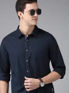 BEAT LONDON by PEPE JEANS Men Navy Blue Classic Slim Fit Casual Shirt