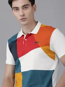 BEAT LONDON by PEPE JEANS Men Multicoloured Colourblocked Polo Collar Pure Cotton T-shirt