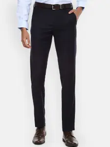 Van Heusen Men Navy Blue Slim Fit Formal Trousers
