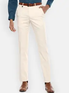 V Dot Men Beige Skinny Fit Trousers