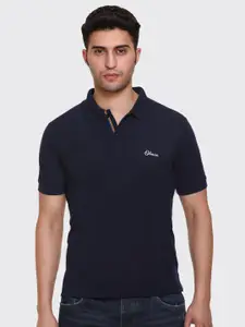 Obaan Men Navy Blue Polo Collar T-shirt