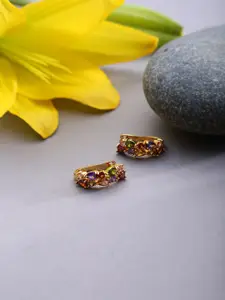 SOHI Gold-Toned Contemporary Hoop Earrings