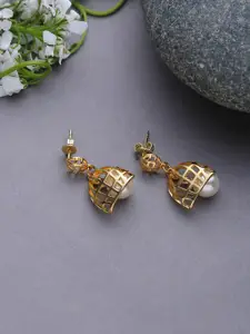 SOHI Gold-Toned & Plated Pearls Beaded Contemporary Studs Earrings